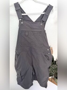 Duluth Heirloom Gardening Short Overalls NWT Grey Nylon Utility Romper Bib Sz S